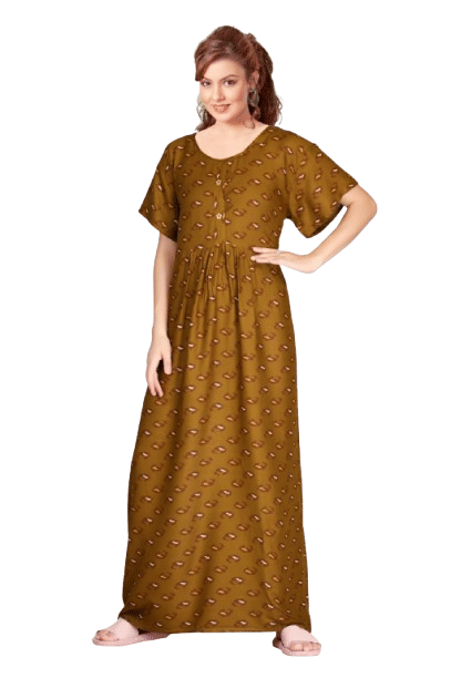 Authenzaa Women Nighty SMWN047 Brown