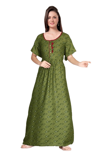 Authenzaa Women Nighty SMWN048 Olive