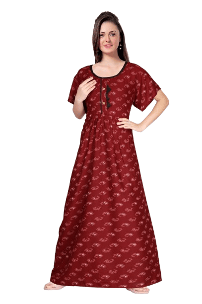 Authenzaa Women Nighty SMWN048 Red