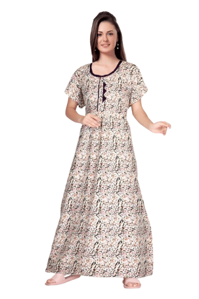 Authenzaa Women Nighty SMWN048 White