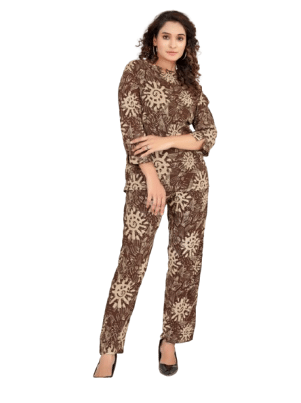 Authenzaa Women 2PC Nighty AC2N158 Brown