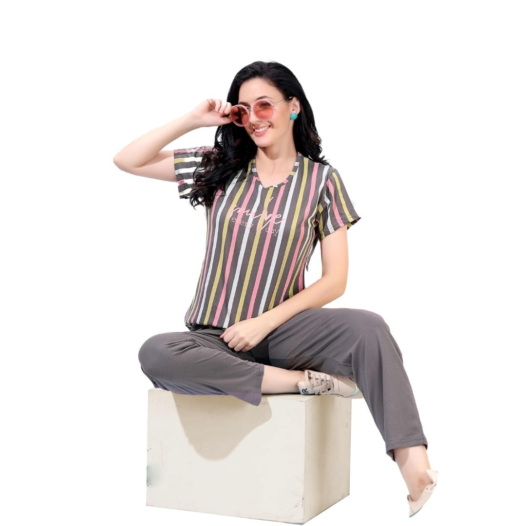 Authenzaa Women 2PC Nighty AC2N160 Grey