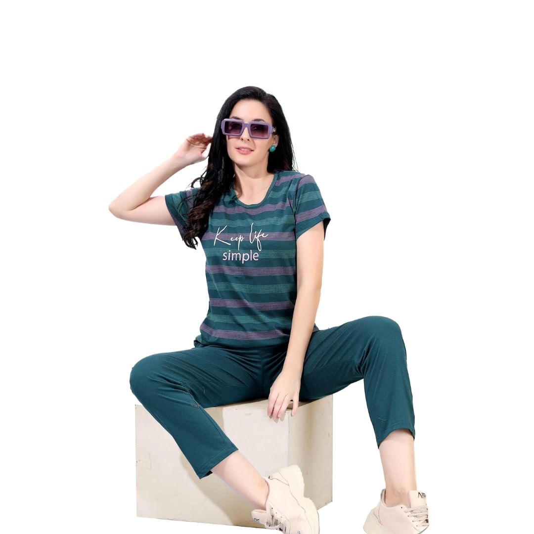 Authenzaa Women 2PC Nighty AC2N161 Teal