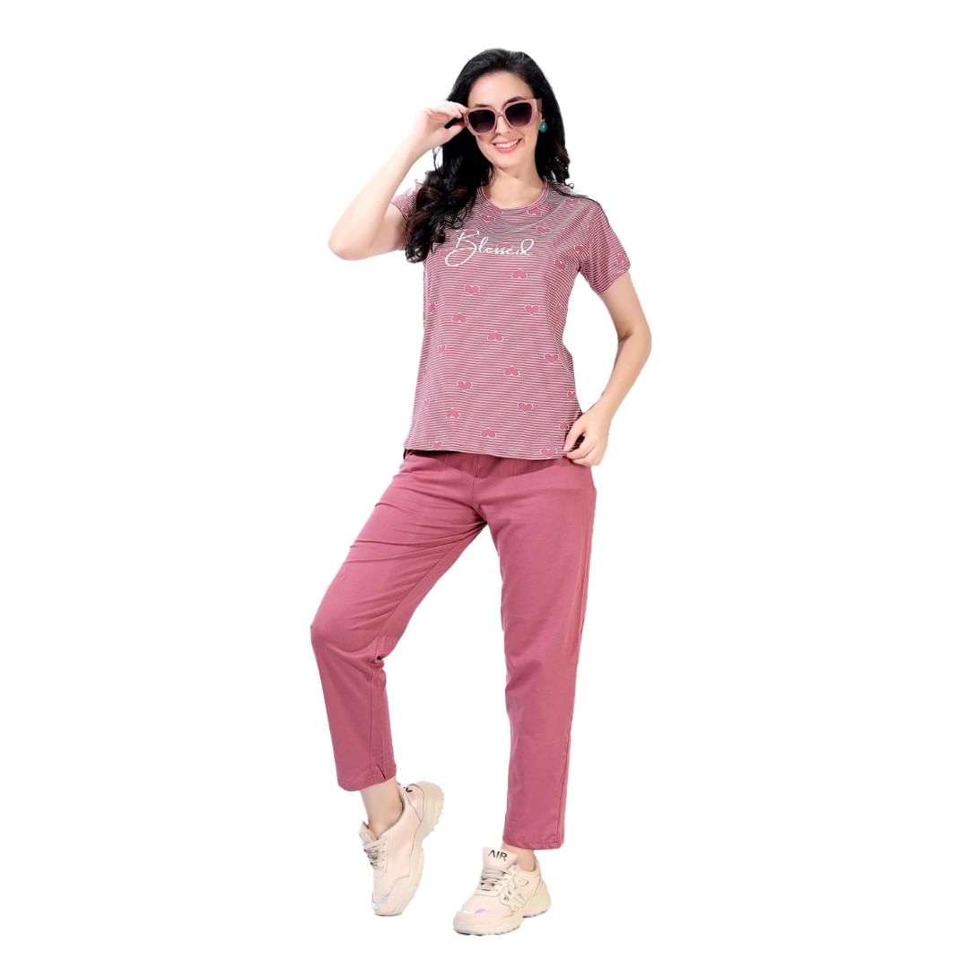 Authenzaa Women 2PC Nighty AC2N163 Lilac