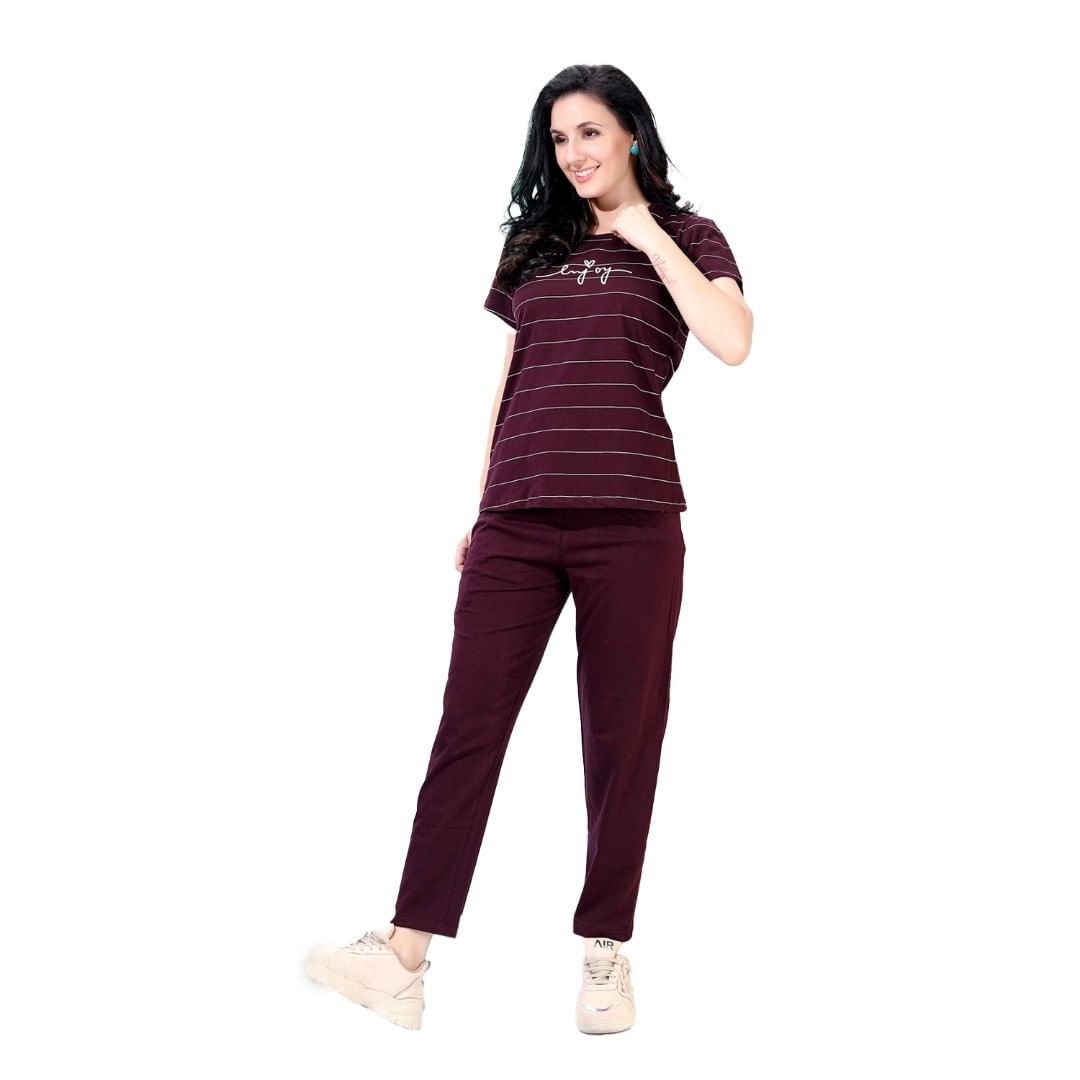 Authenzaa Women 2PC Nighty AC2N165 Wine