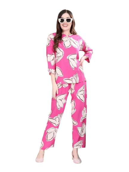 Authenzaa Women 2PC Nighty AC2N166 Pink