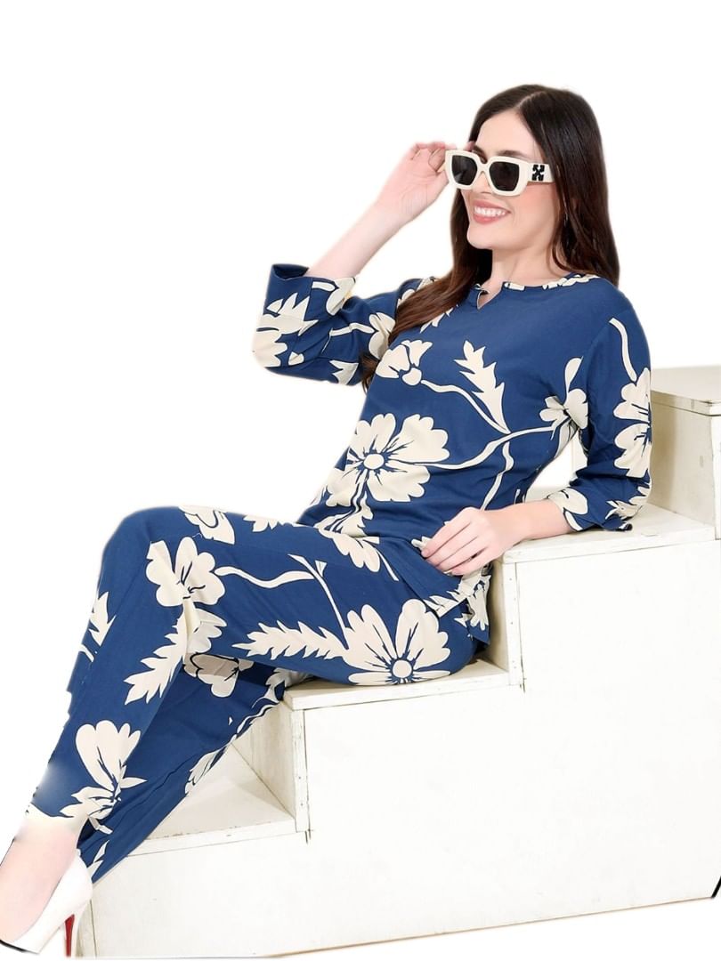 Authenzaa Women 2PC Nighty AC2N171 Denim