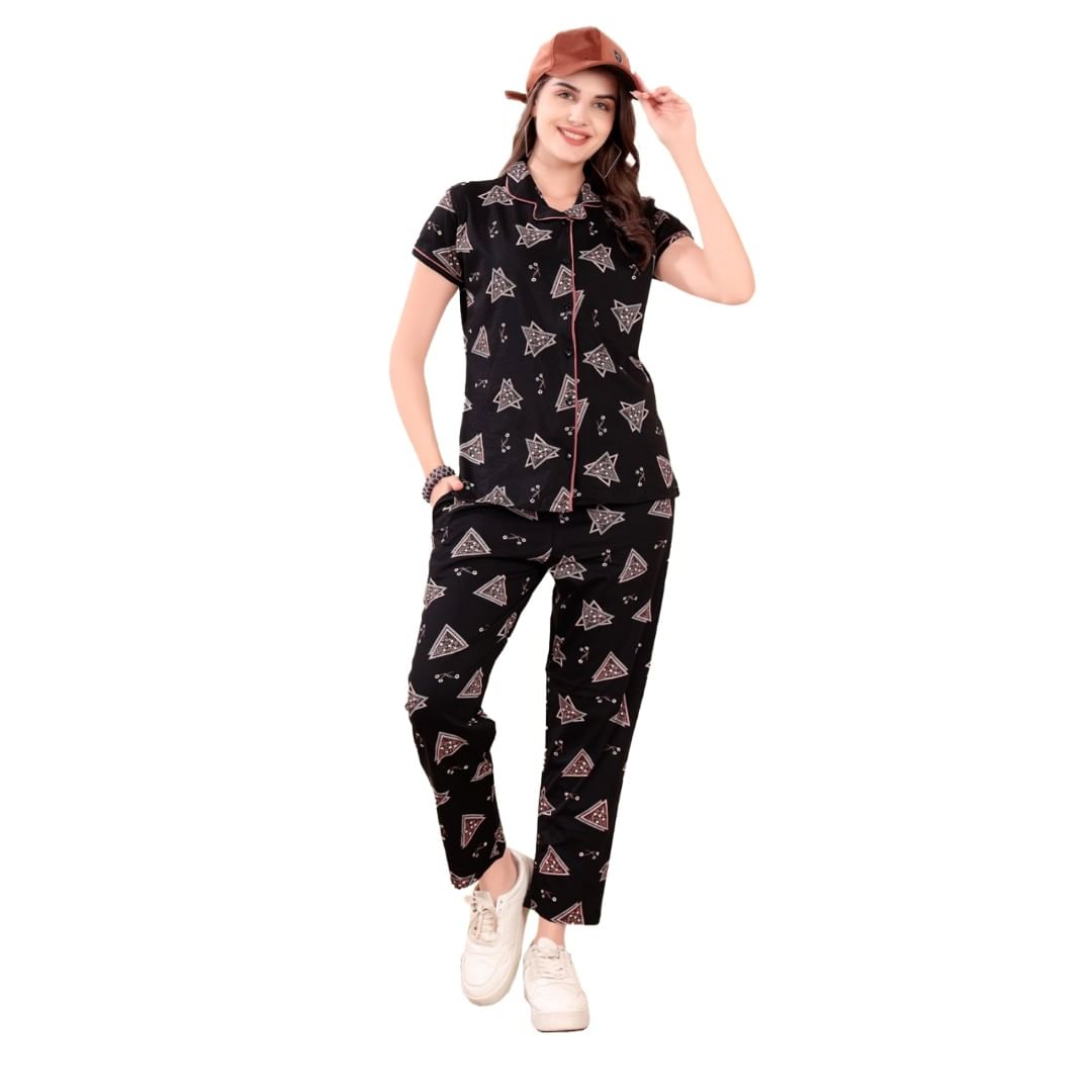 Authenzaa Women 2PC Nighty AC2N173 Black