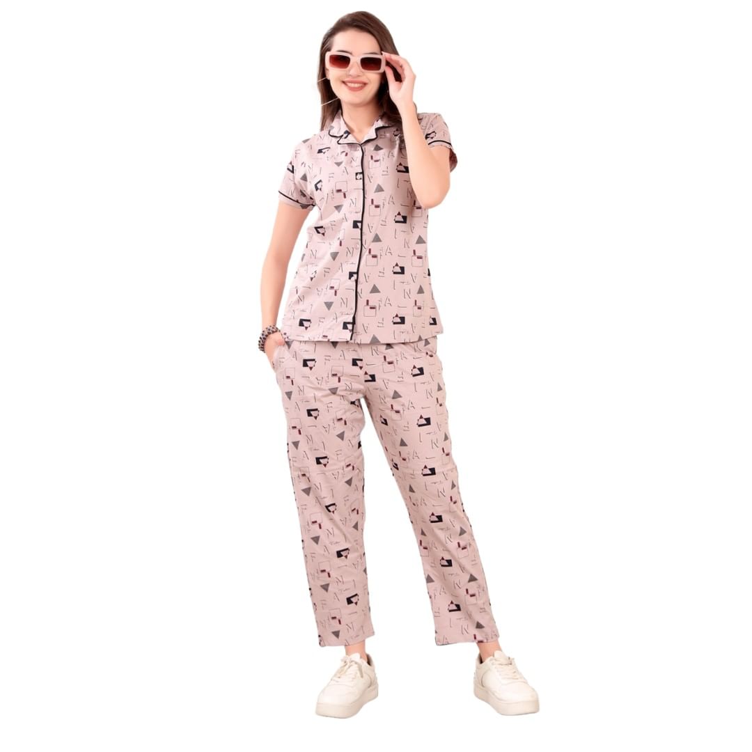 Authenzaa Women 2PC Nighty AC2N174 Peach
