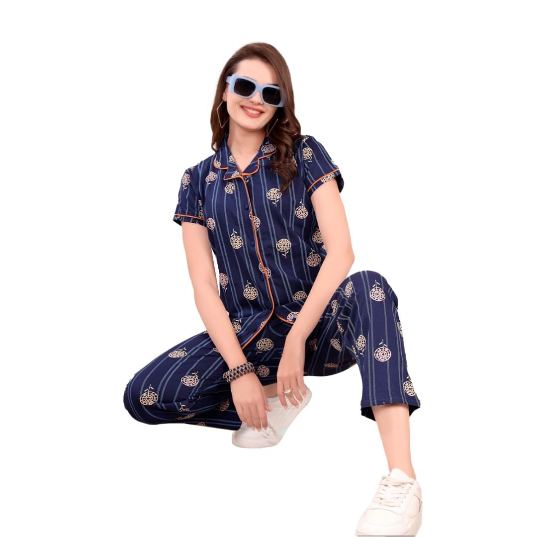 Authenzaa Women 2PC Nighty AC2N175 Blue