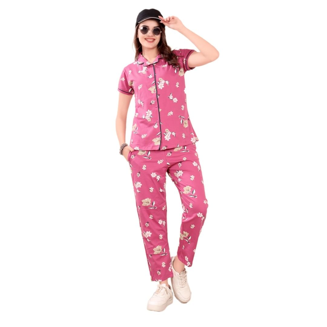 Authenzaa Women 2PC Nighty AC2N177 Pink