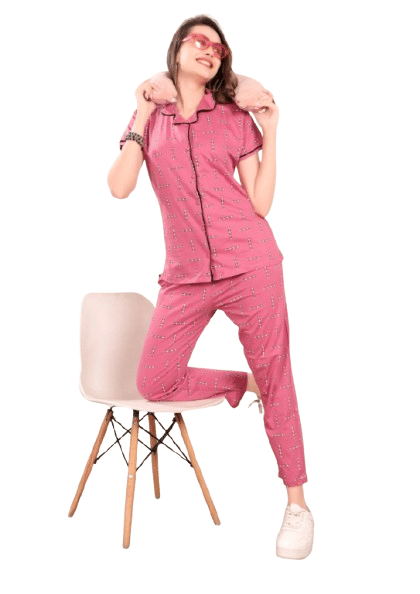 Authenzaa Women 2PC Nighty AC2N180 Pink