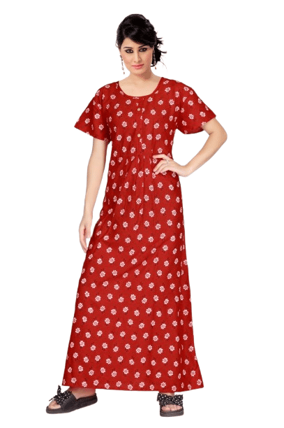 Authenzaa Women Nighty SMWN049 Red