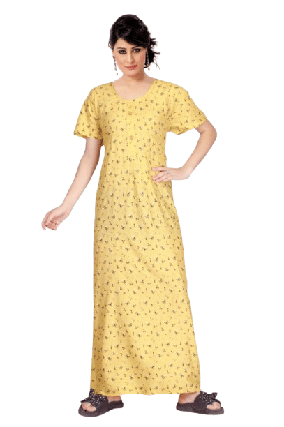 Authenzaa Women Nighty SMWN049 Yellow