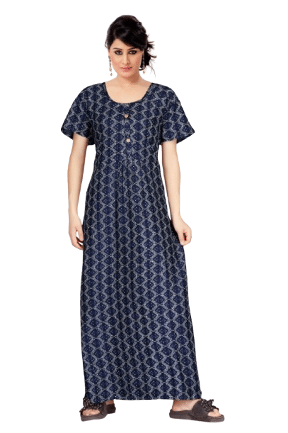 Authenzaa Women Nighty SMWN049 Navy