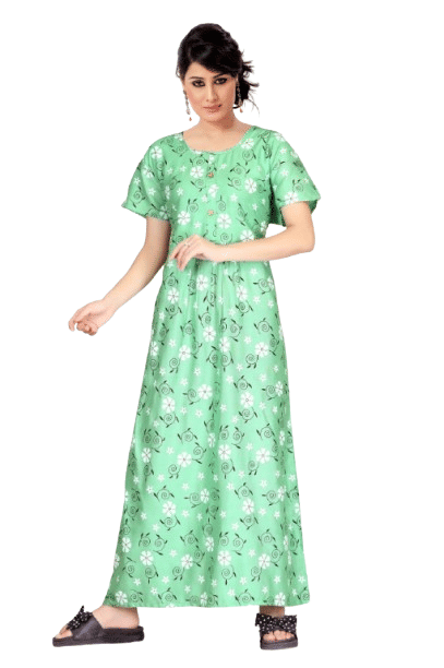 Authenzaa Women Nighty SMWN049 Light Green