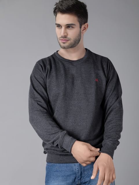 Authenzaa Men Round Neck Full Sleeve T-Shirt SFRFT034 Anthra