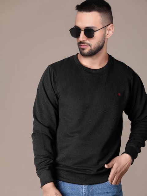 Authenzaa Men Round Neck Full Sleeve T-Shirt SFRFT035 Black