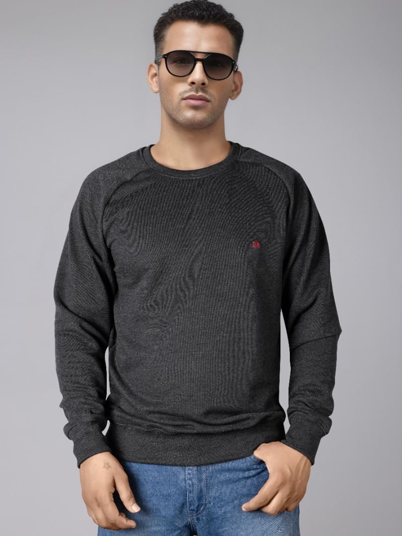 Authenzaa Men Round Neck Full Sleeve T-Shirt SFRFT038 Anthra