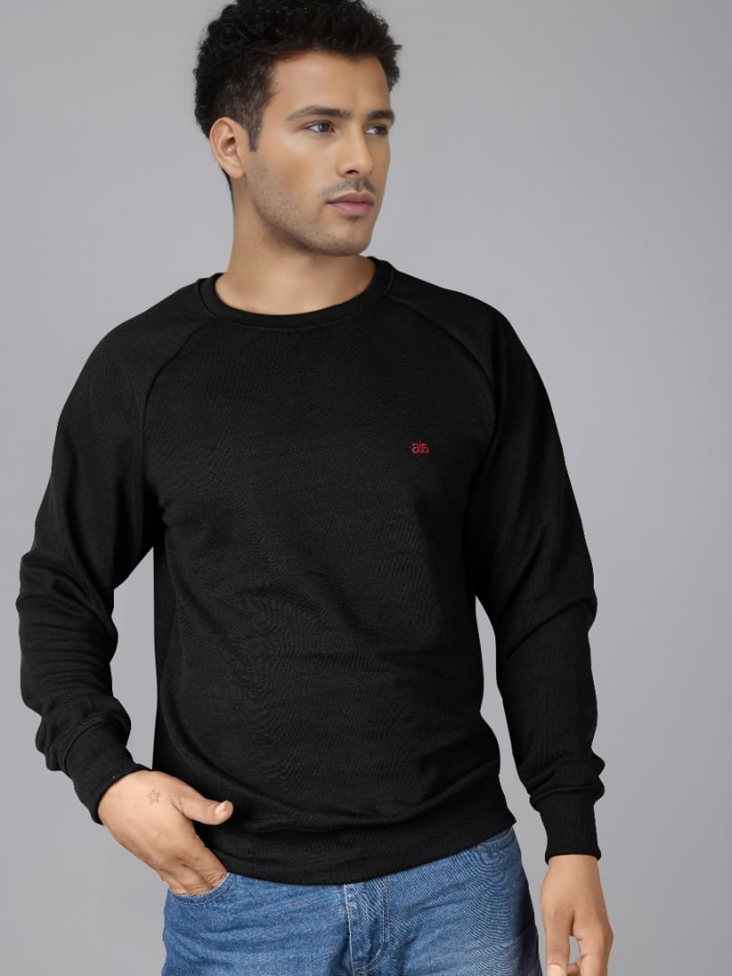 Authenzaa Men Round Neck Full Sleeve T-Shirt SFRFT039 Black