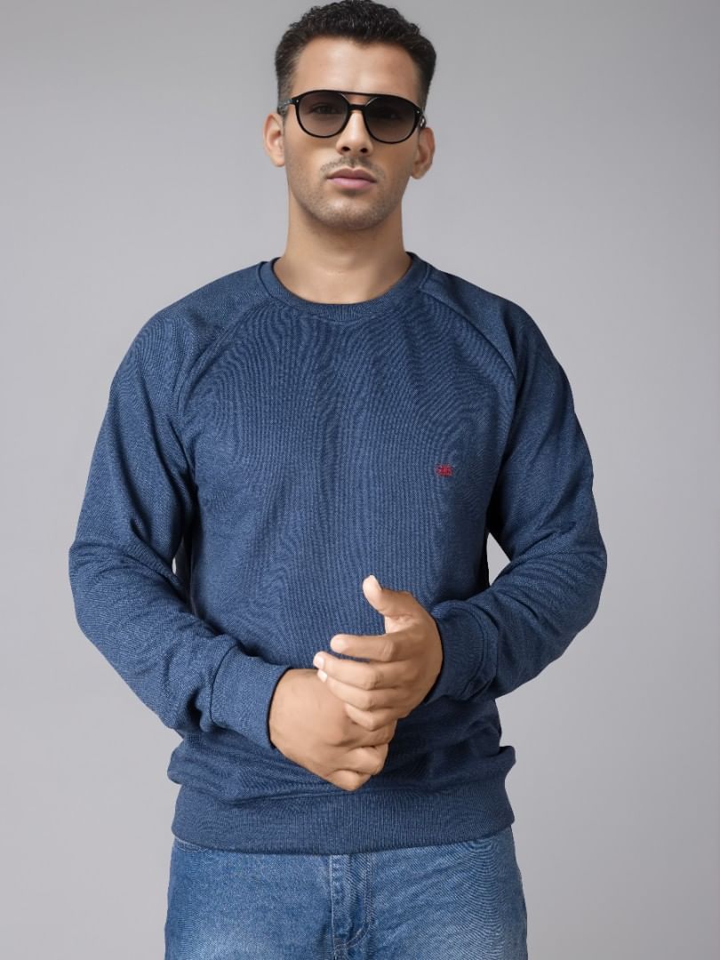 Authenzaa Men Round Neck Full Sleeve T-Shirt SFRFT040 Denim
