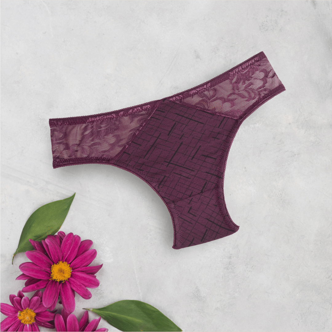 Wmn Panty-KS080 LW LACE PRT, MAROON