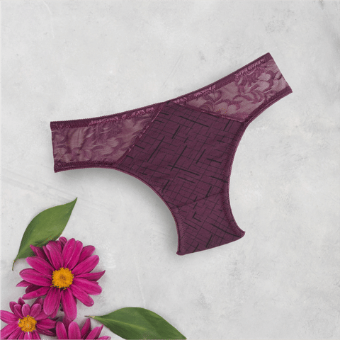 Wmn Panty-KS080 LW LACE PRT, MAROON