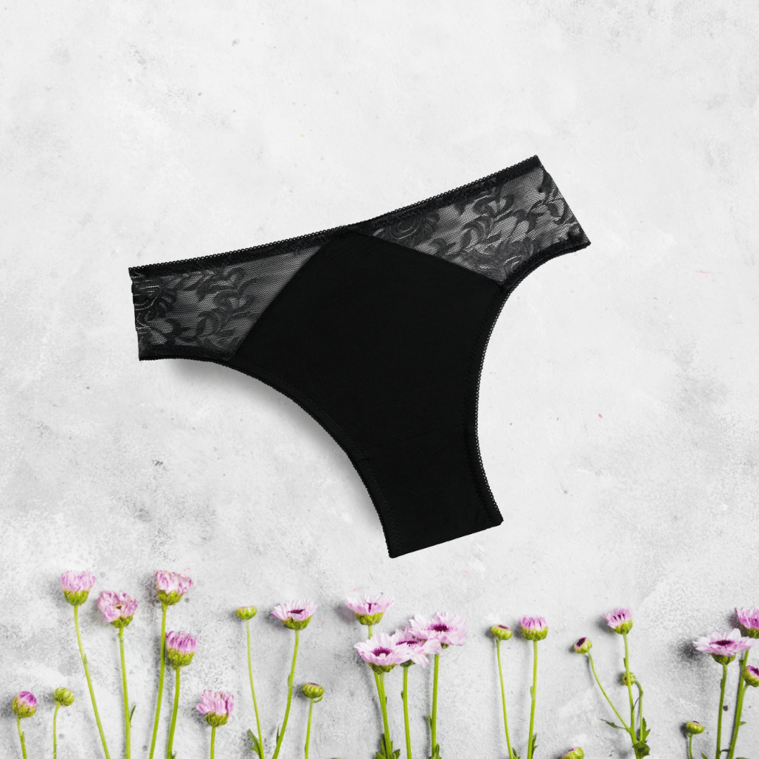 Wmn Panty-KS080 LW LACE PRT, BLACK