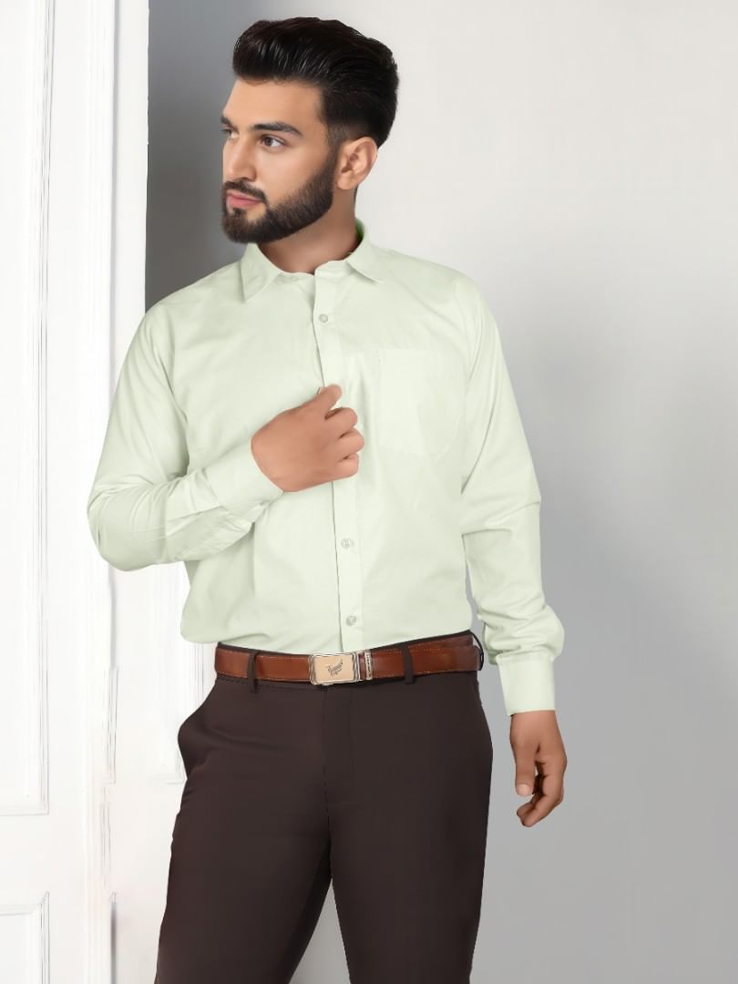 Authenzaa Men Formal Shirt ESFS014 Light Pista