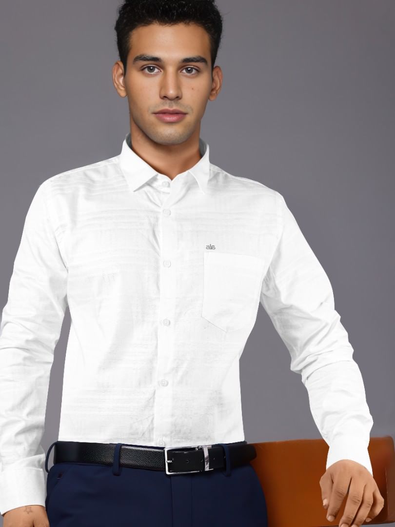Authenzaa Men Premium Formal Shirt APFS031 White 