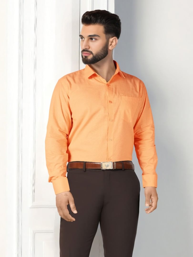 Authenzaa Men Premium Formal Shirt APFS023 Peach 