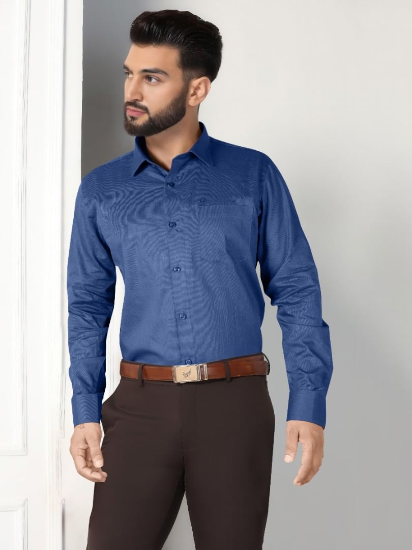 Authenzaa Men Premium Formal Shirt APFS026 Denim 