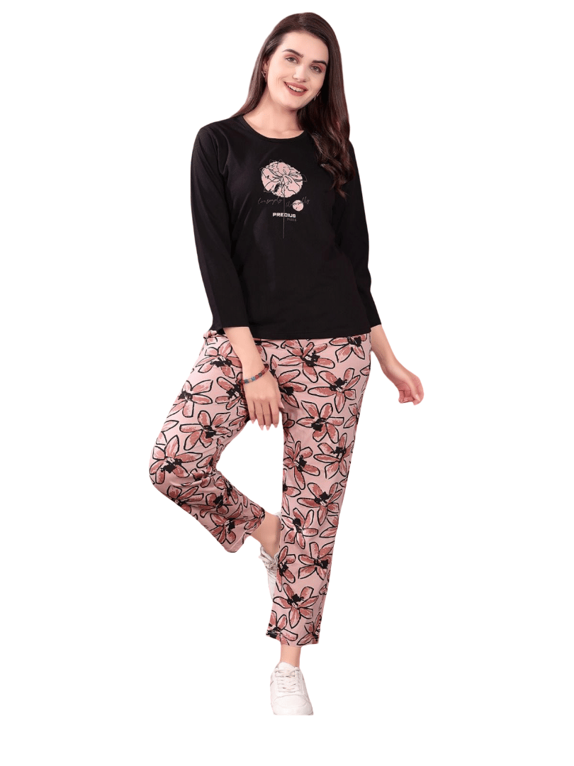 Authenzaa Women 2PC Nighty AC2N184 Black