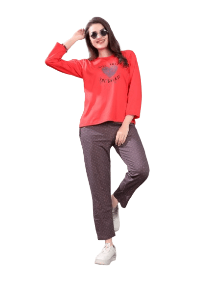 Authenzaa Women 2PC Nighty AC2N185 Orange