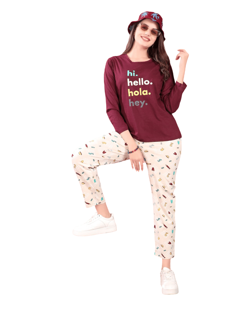 Authenzaa Women 2PC Nighty AC2N188 Brown