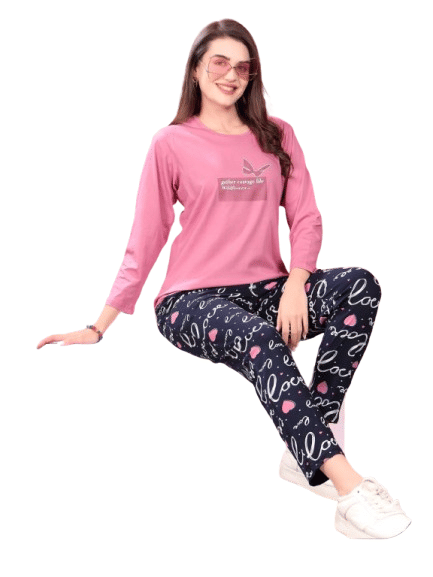 Authenzaa Women 2PC Nighty AC2N190 Pink