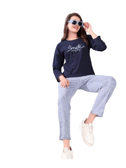 Authenzaa Women 2PC Nighty AC2N191 Black