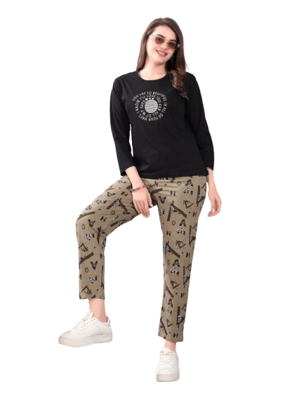 Authenzaa Women 2PC Nighty AC2N192 Black