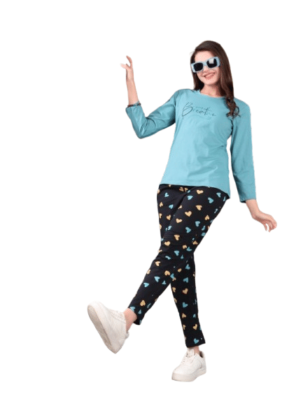 Authenzaa Women 2PC Nighty AC2N193 Blue