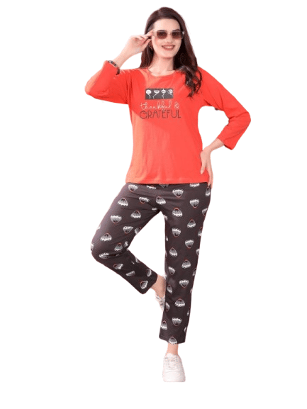 Authenzaa Women 2PC Nighty AC2N194 Orange
