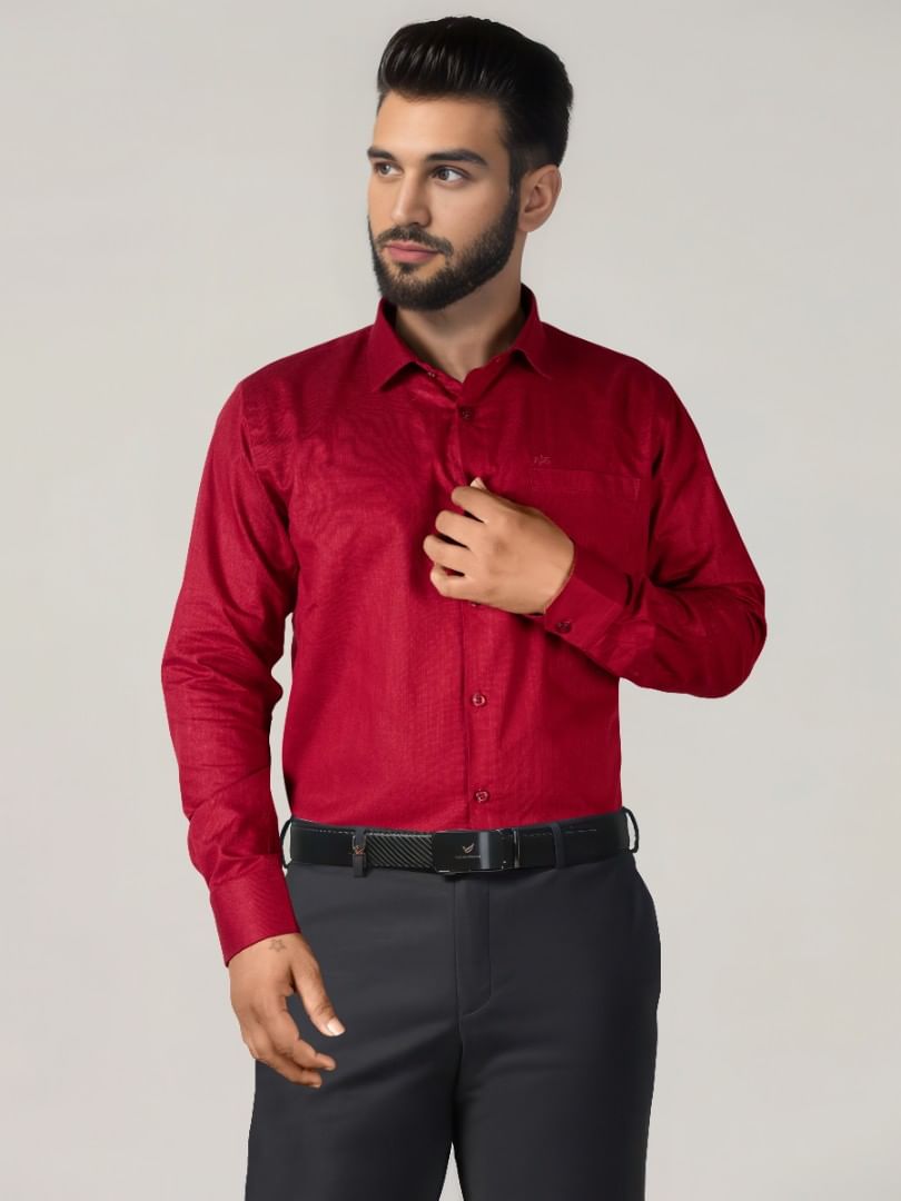 Authenzaa Men Premium Formal Shirt APFS028 Maroon 