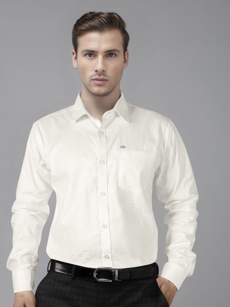 Authenzaa Men Premium Formal Shirt APFS033 White 
