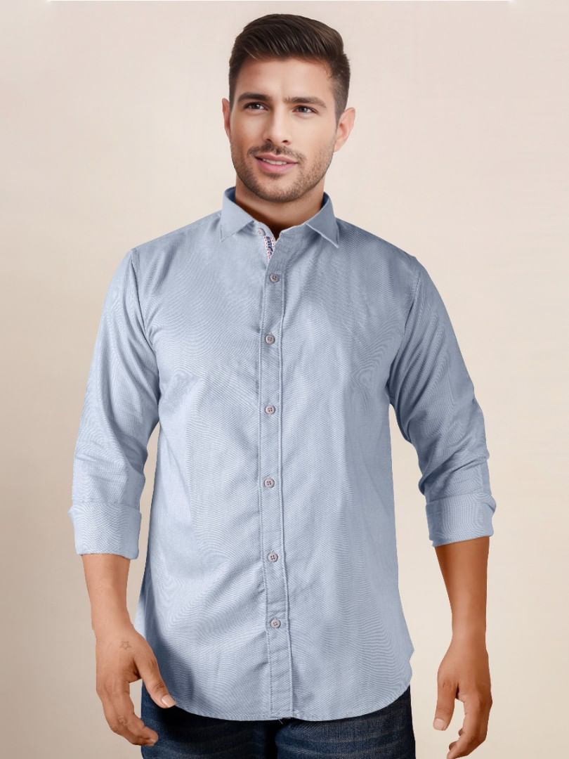 Authenzaa Men Casual Shirt SFCS227 Light Grey