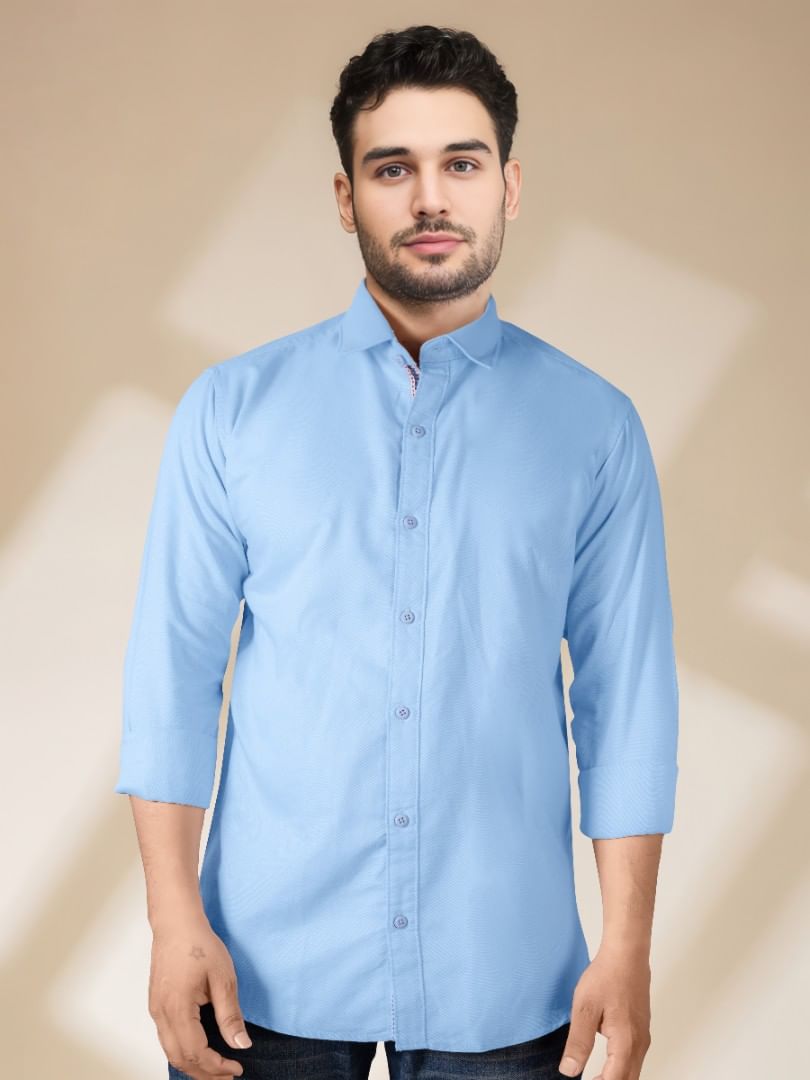 Authenzaa Men Casual Shirt SFCS228 Sky Blue