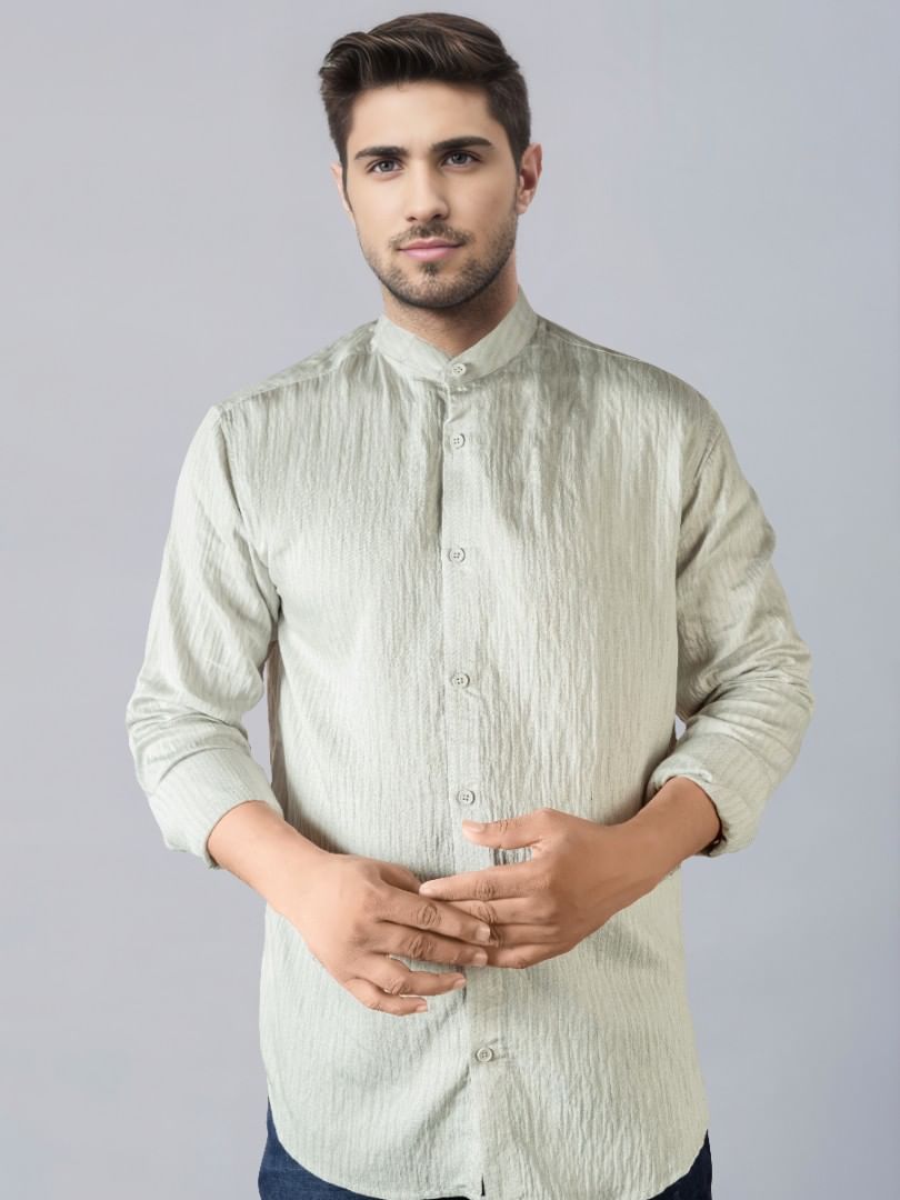 Authenzaa Men Casual Shirt SFCS230 Light Grey