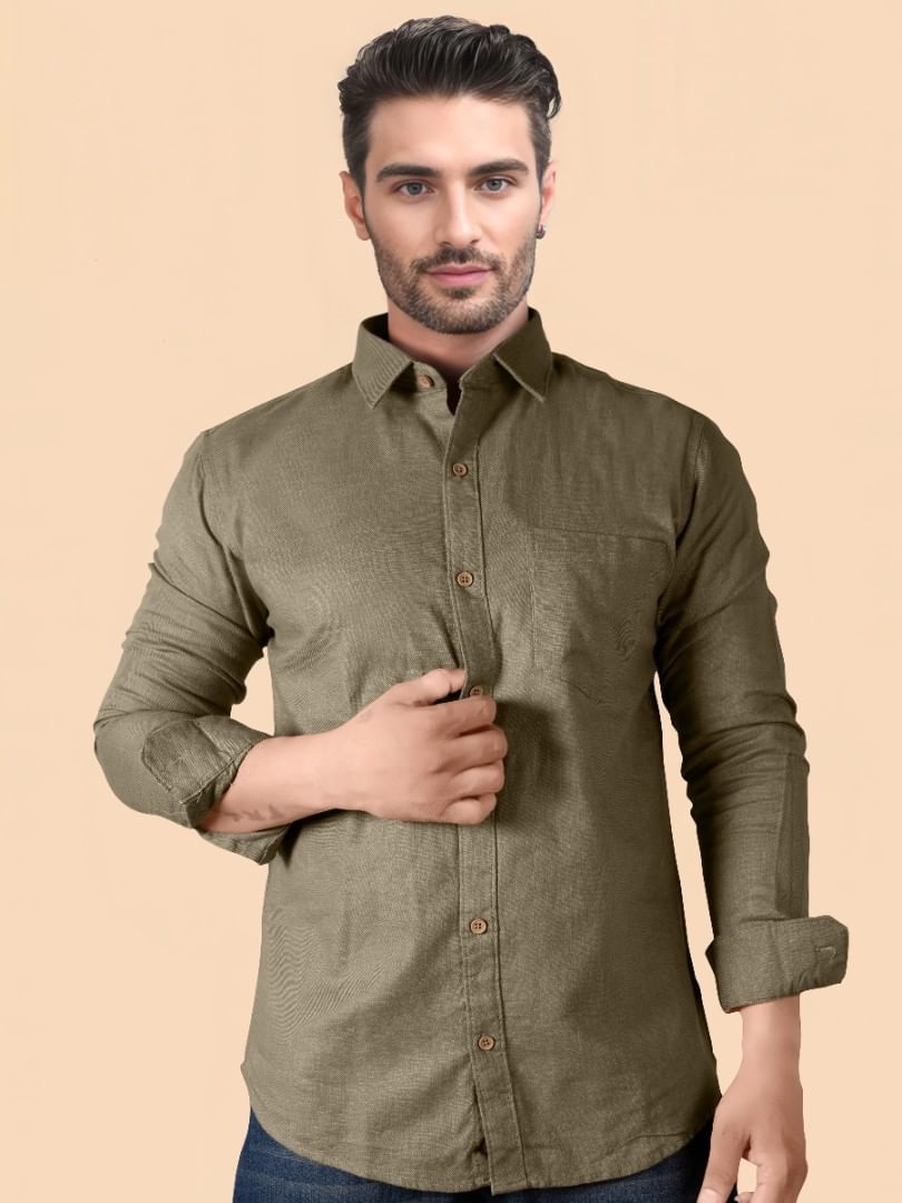 Authenzaa Men Casual Shirt SFCS234 Khakhi
