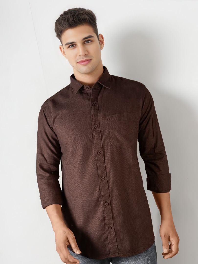 Authenzaa Men Casual Shirt SFCS235 Brown