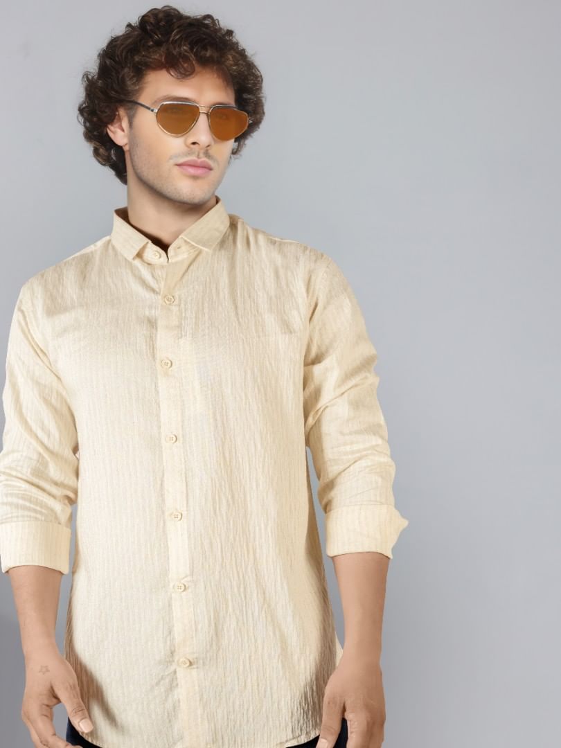 Authenzaa Men Casual Shirt SFCS237 Cream