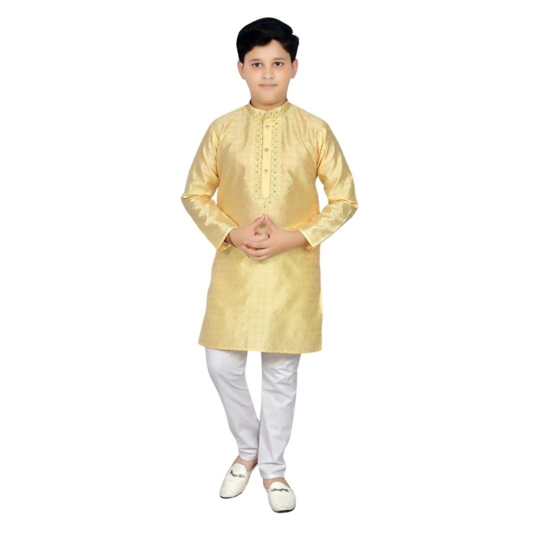 Authenzaa Kids Kurta Pajama Set SFKP008 Lemon
