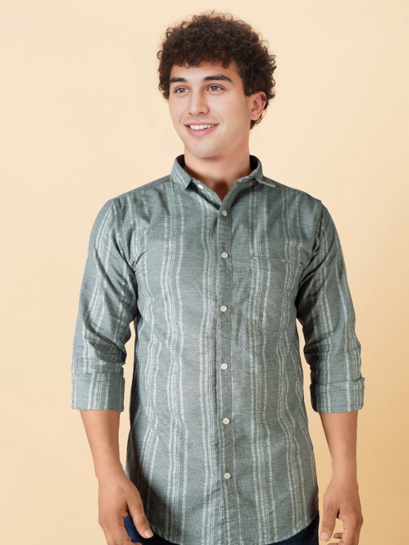 Authenzaa Men Casual Shirt RECS018 Turquoise Blue
